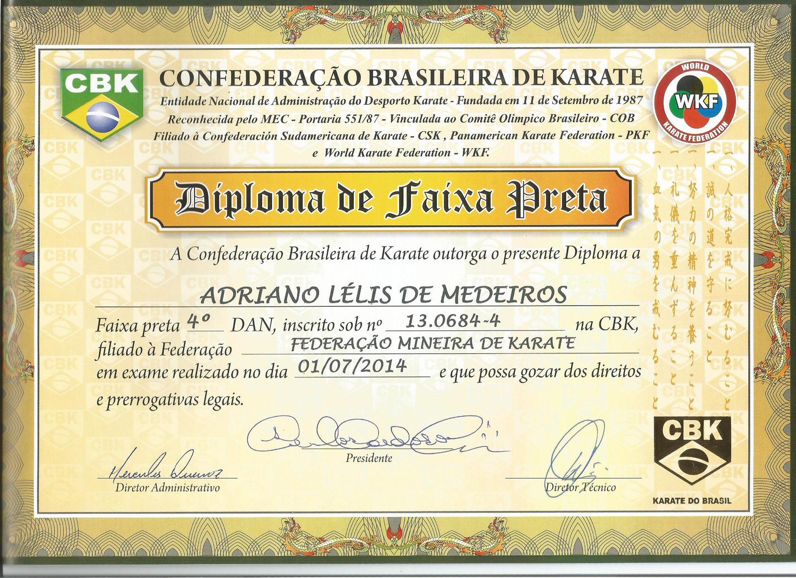 Diploma - 4º Dan